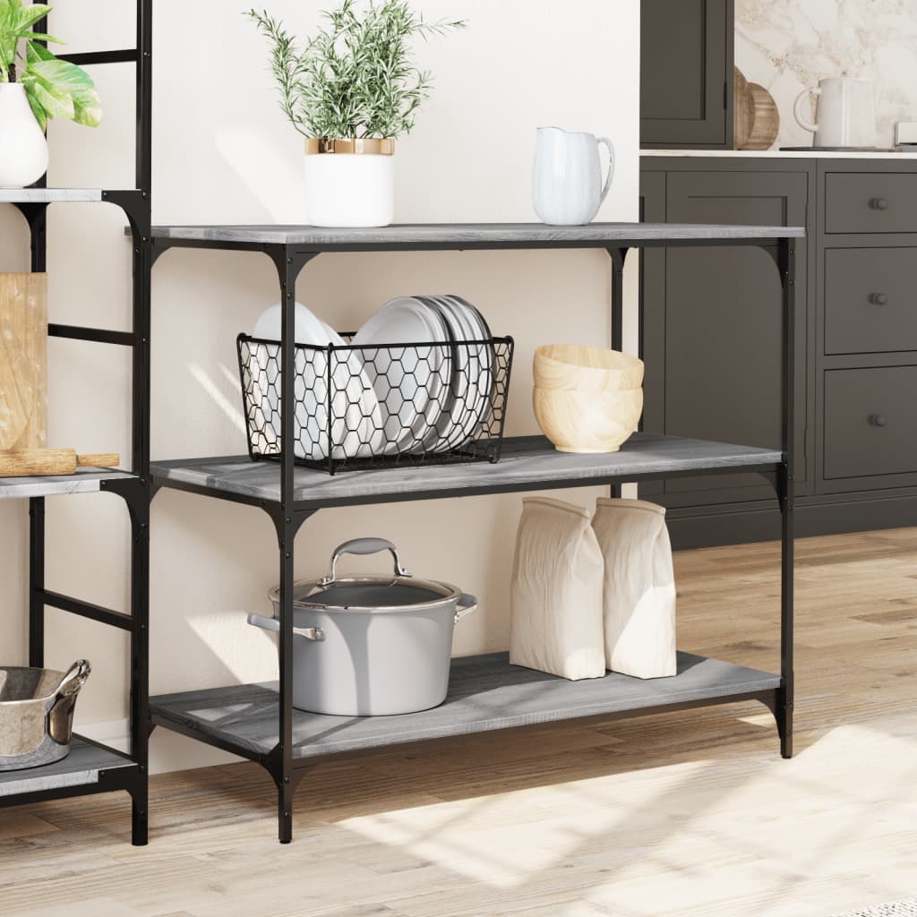 vidaXL Kitchen Trolley Grey Sonoma 102x50x95 cm Engineered Wood