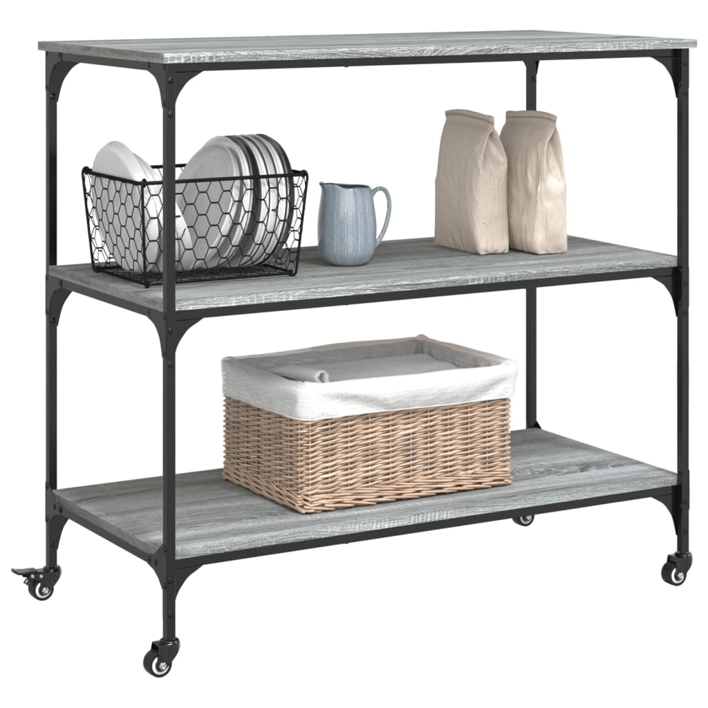 vidaXL Kitchen Trolley Grey Sonoma 102x50x95 cm Engineered Wood