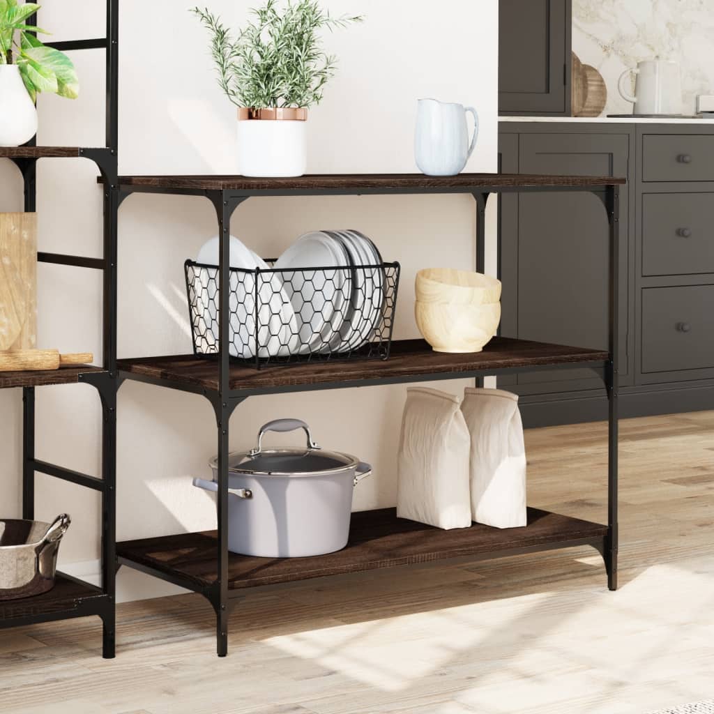 vidaXL Kitchen Trolley Brown Oak 102x50x95 cm Engineered Wood