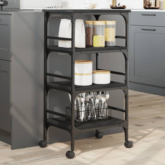 vidaXL Kitchen Trolley Black 45x35x89.5 cm Engineered Wood