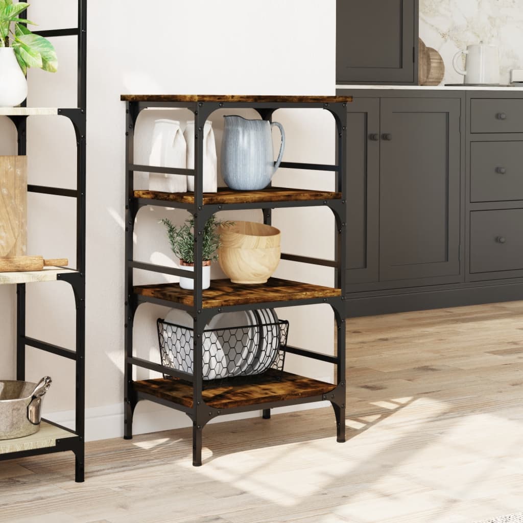 vidaXL Kitchen Trolley Smoked Oak 45x35x89.5 cm Engineered Wood