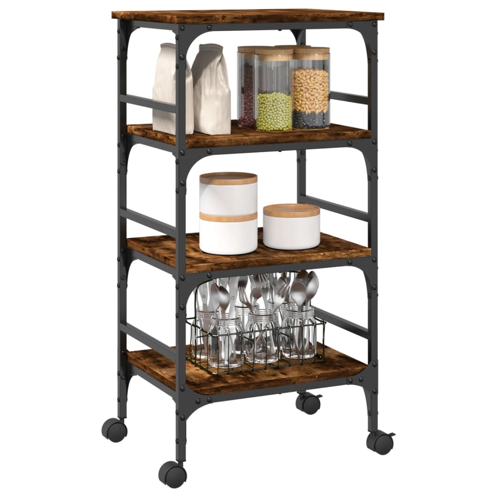 vidaXL Kitchen Trolley Smoked Oak 45x35x89.5 cm Engineered Wood