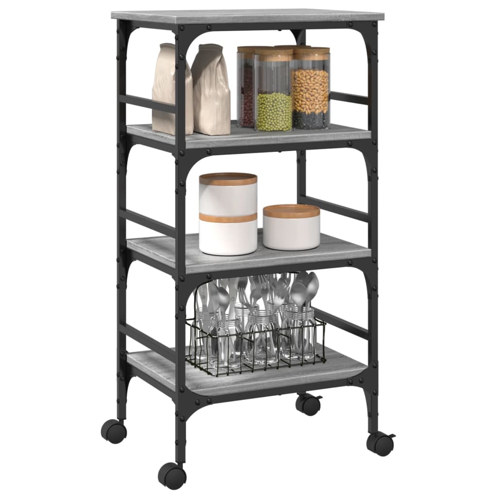 vidaXL Kitchen Trolley Grey Sonoma 45x35x89.5 cm Engineered Wood