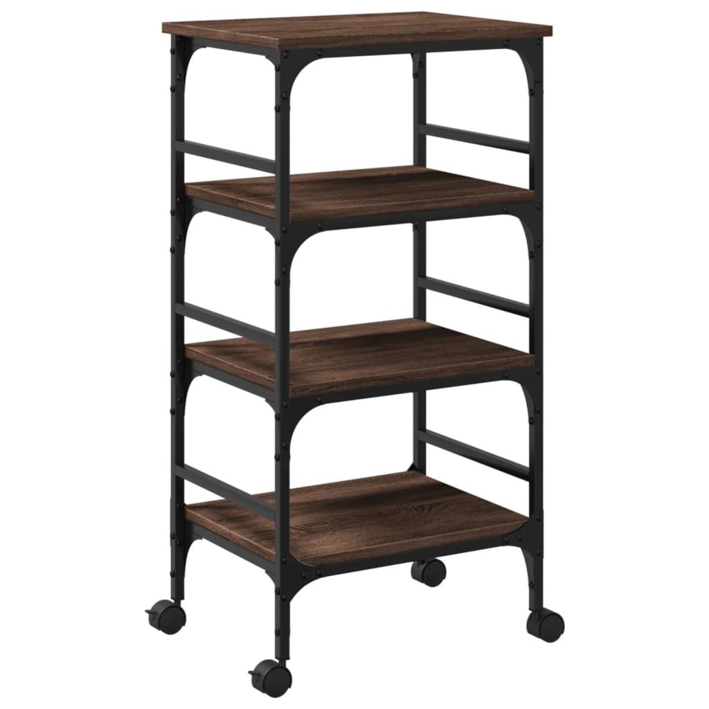 vidaXL Kitchen Trolley Brown Oak 45x35x89.5 cm Engineered Wood