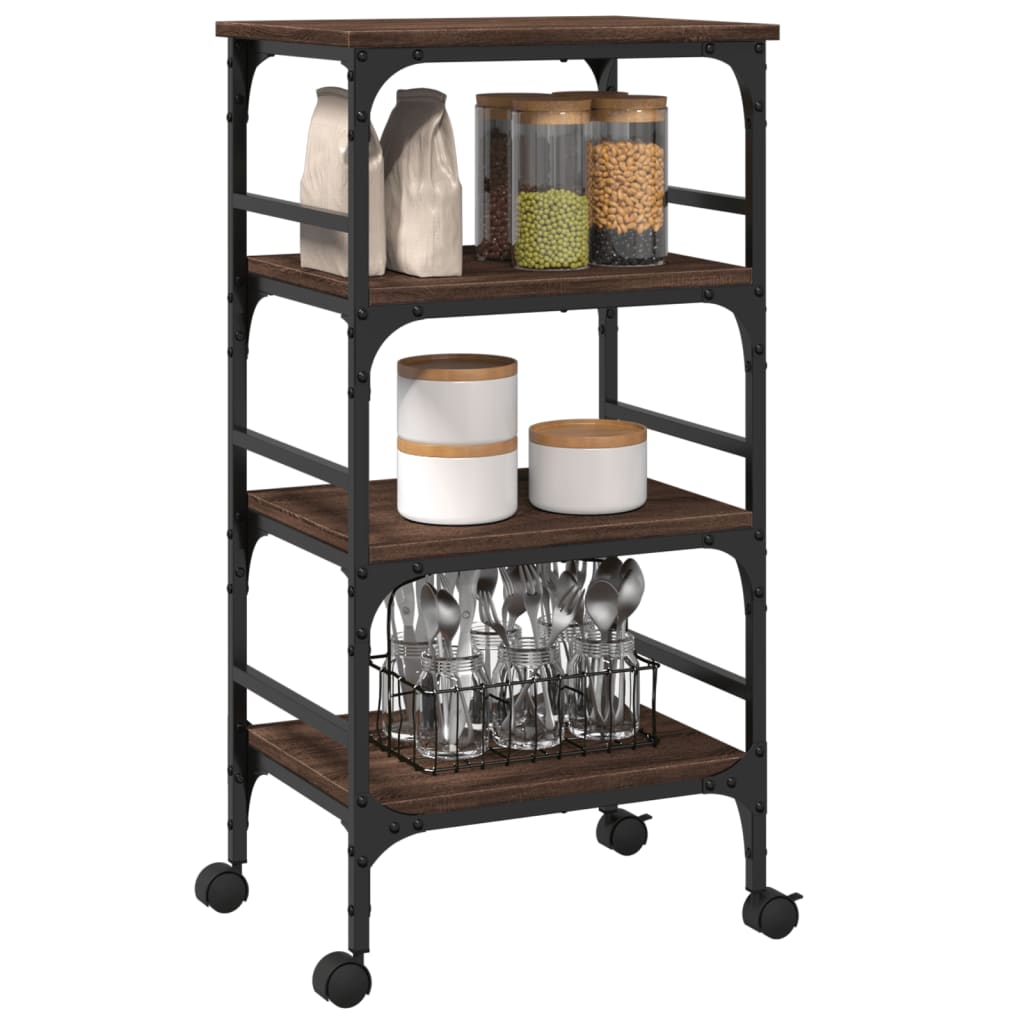 vidaXL Kitchen Trolley Brown Oak 45x35x89.5 cm Engineered Wood