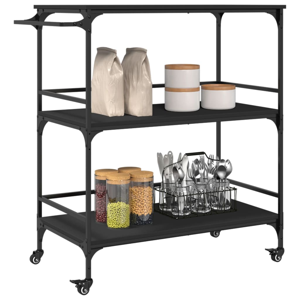 vidaXL Kitchen Trolley Black 100.5x50x105 cm Engineered Wood