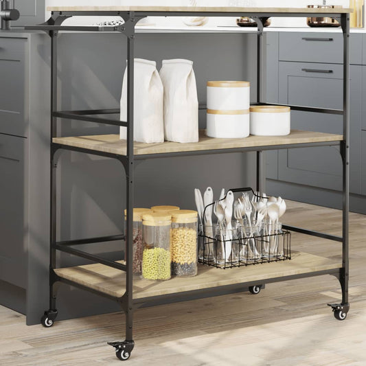 vidaXL Kitchen Trolley Sonoma Oak 100.5x50x105 cm Engineered Wood