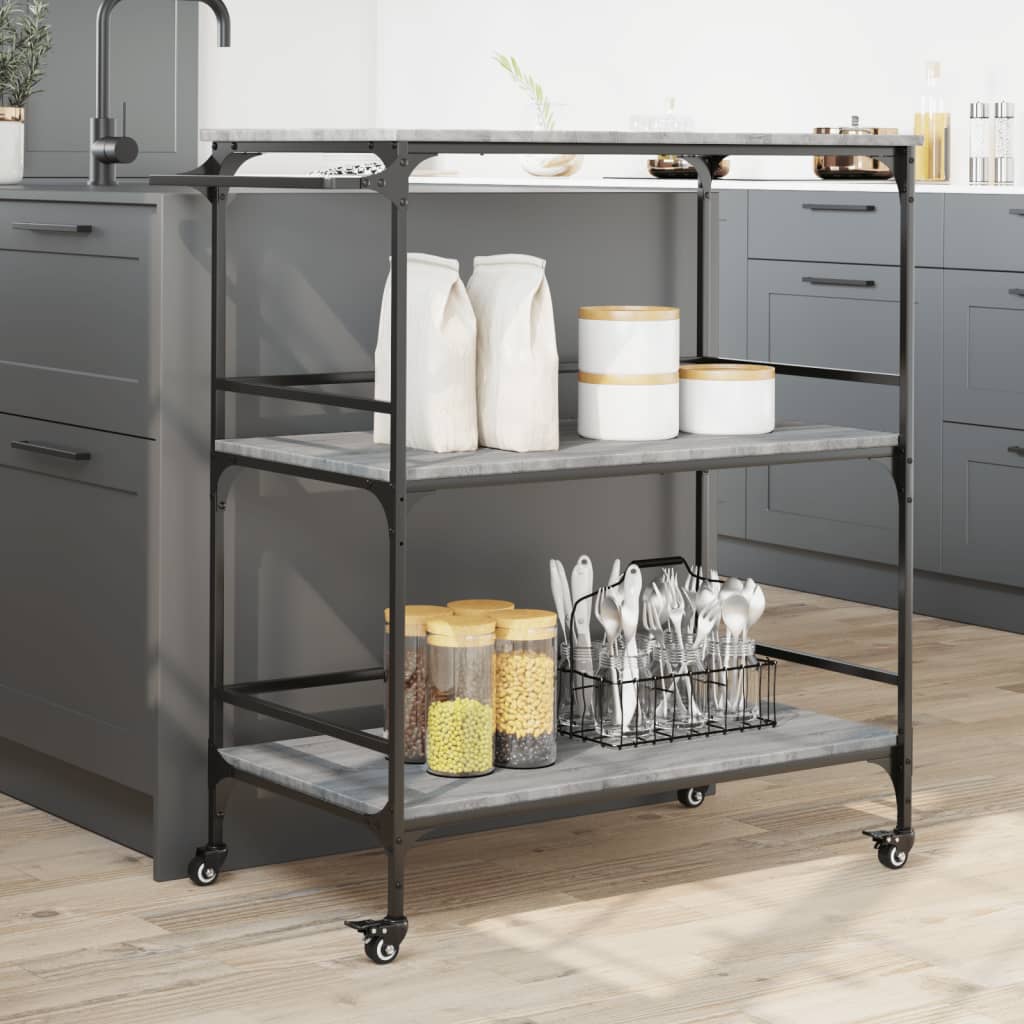 Kitchen Trolley Grey Sonoma 100,5x50x105 cm Engineered Wood