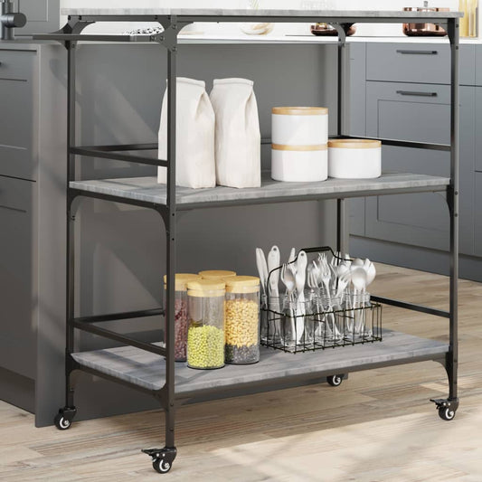 vidaXL Kitchen Trolley Grey Sonoma 100.5x50x105 cm Engineered Wood