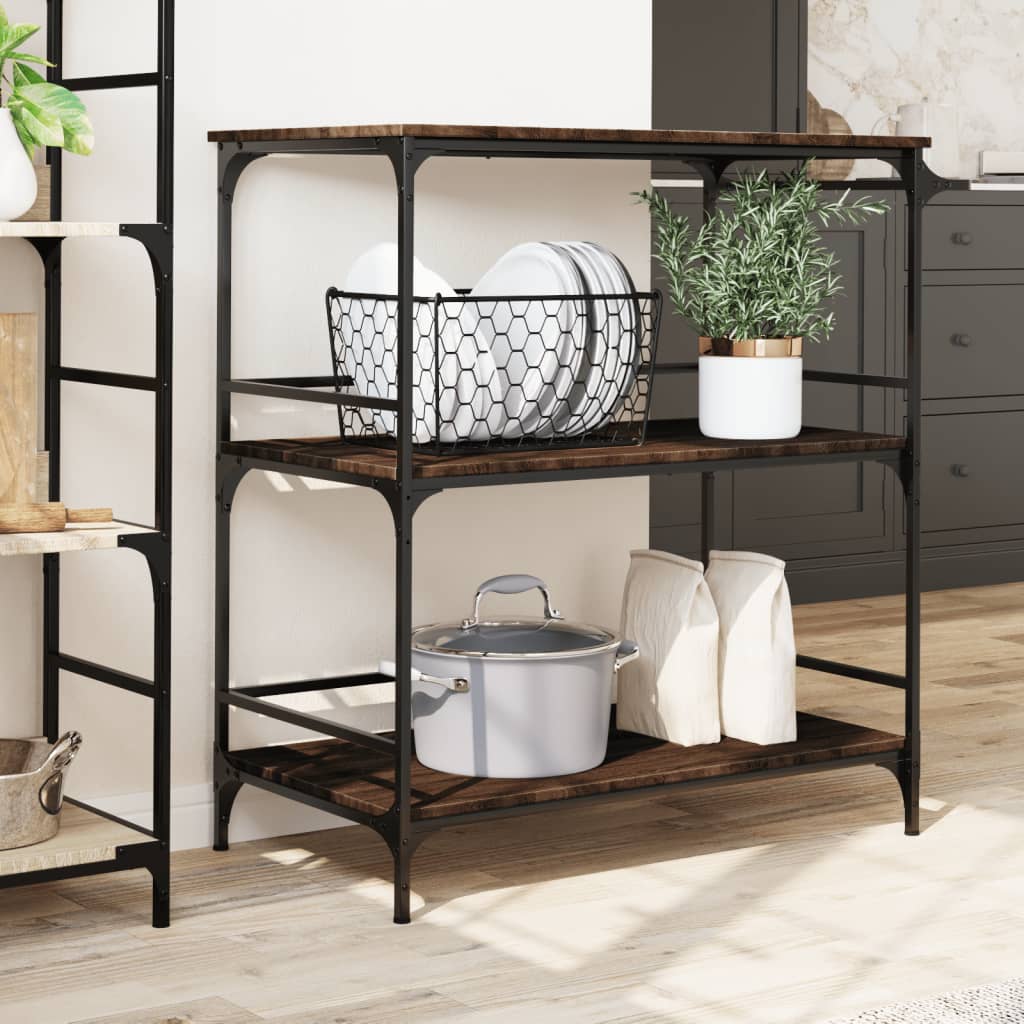 Kitchen Trolley Brown Oak 100,5x50x105 cm Engineered Wood