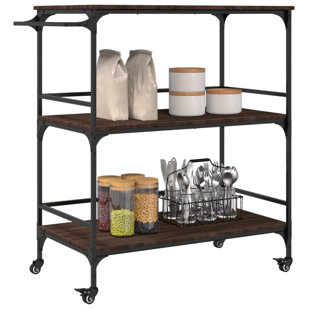 vidaXL Kitchen Trolley Brown Oak 100.5x50x105 cm Engineered Wood