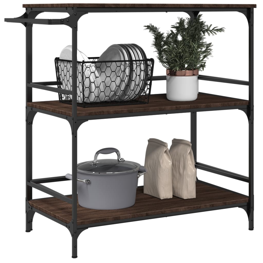 Kitchen Trolley Brown Oak 100,5x50x105 cm Engineered Wood