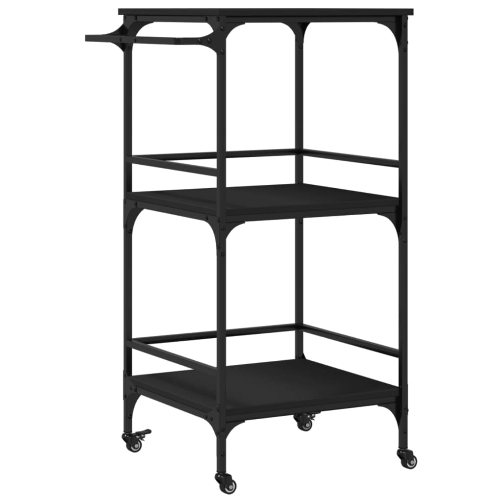 vidaXL Kitchen Trolley Black 60.5x50x105 cm Engineered Wood