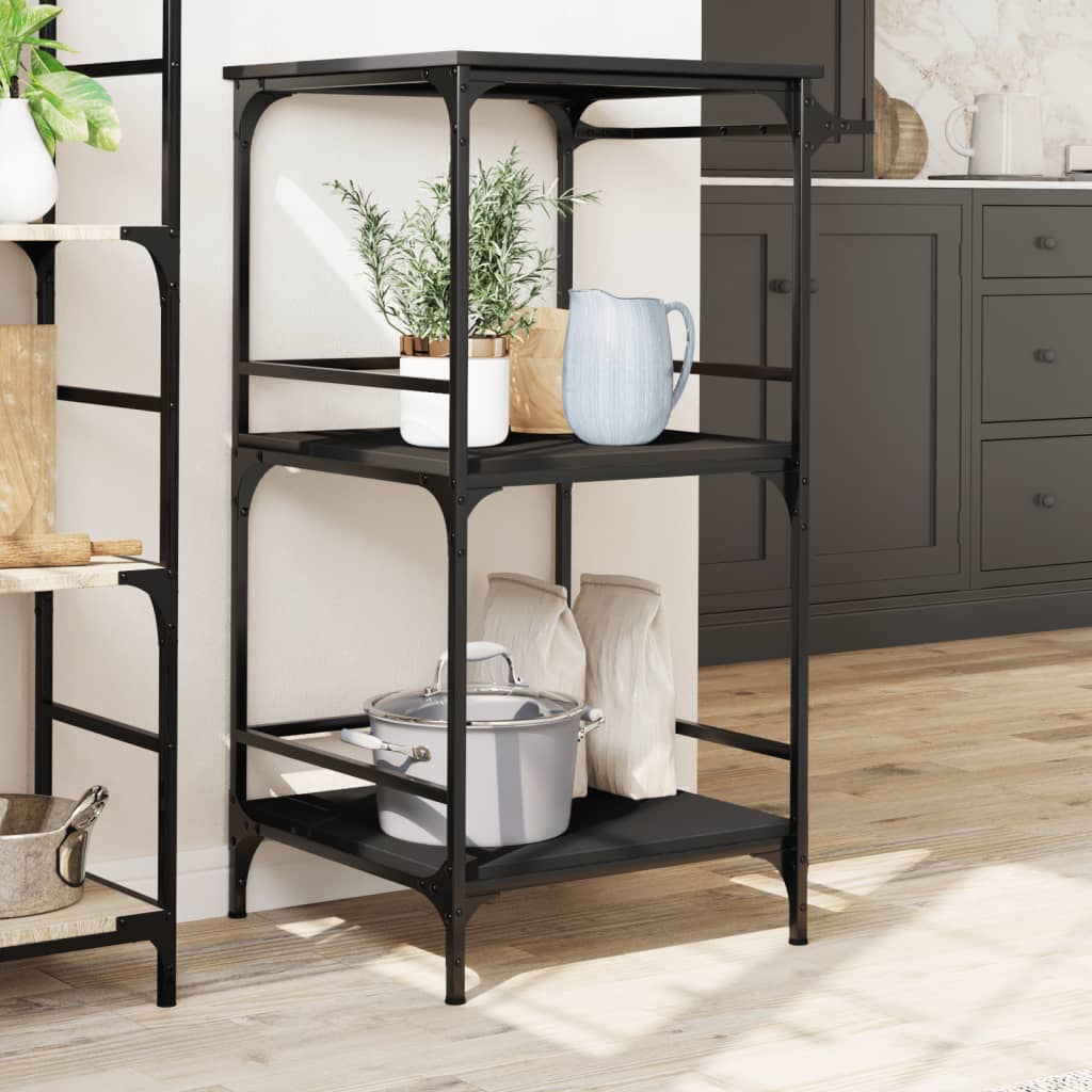 vidaXL Kitchen Trolley Black 60.5x50x105 cm Engineered Wood