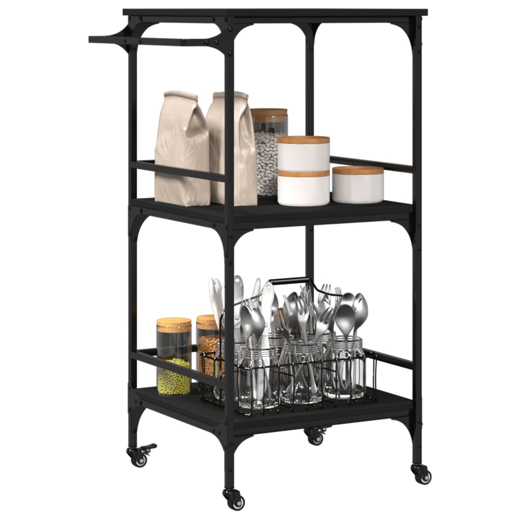 vidaXL Kitchen Trolley Black 60.5x50x105 cm Engineered Wood