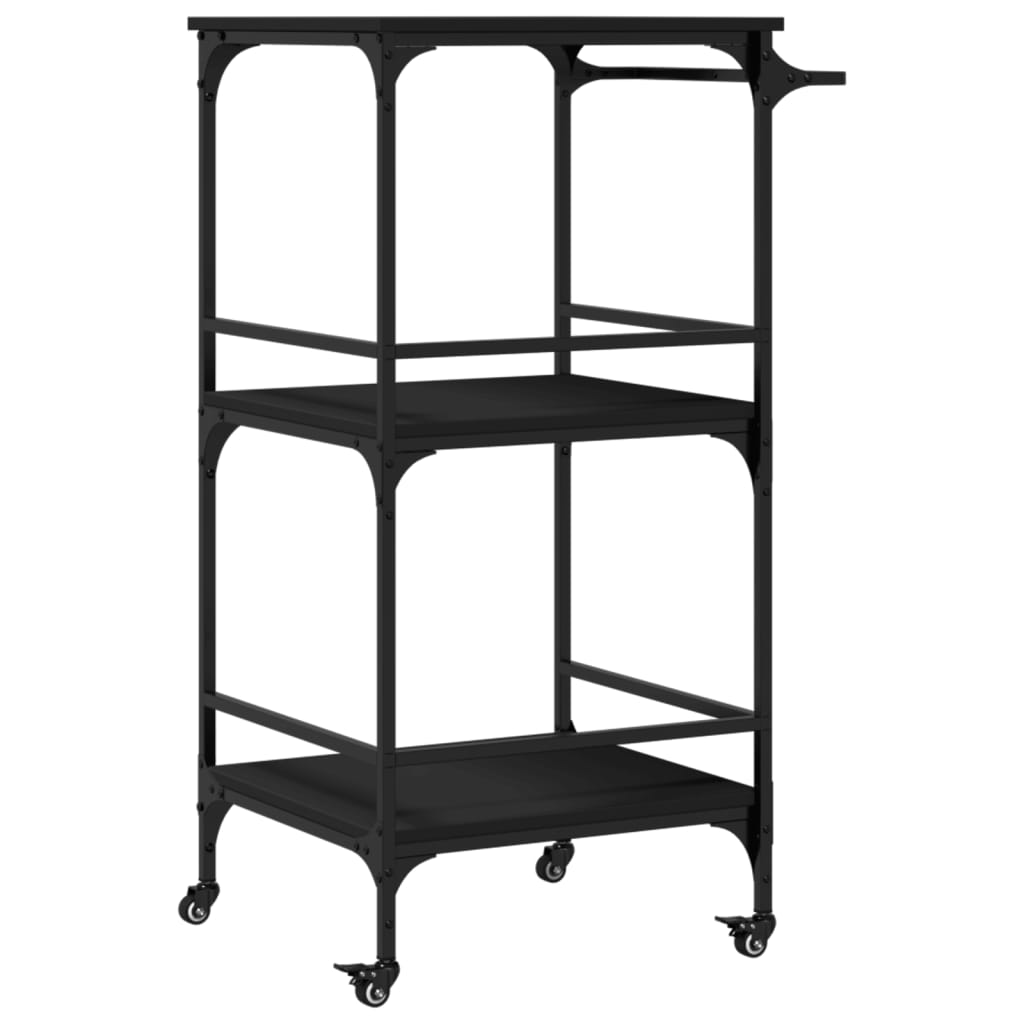 vidaXL Kitchen Trolley Black 60.5x50x105 cm Engineered Wood