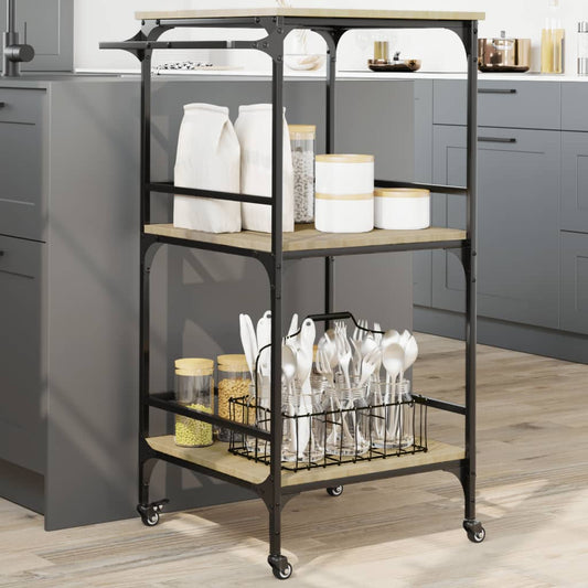 vidaXL Kitchen Trolley Sonoma Oak 60.5x50x105 cm Engineered Wood