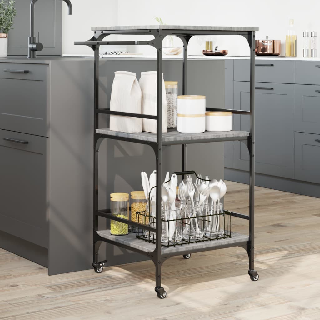 vidaXL Kitchen Trolley Grey Sonoma 60.5x50x105 cm Engineered Wood