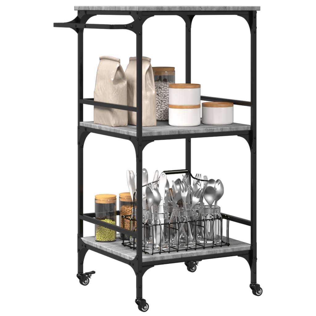 vidaXL Kitchen Trolley Grey Sonoma 60.5x50x105 cm Engineered Wood