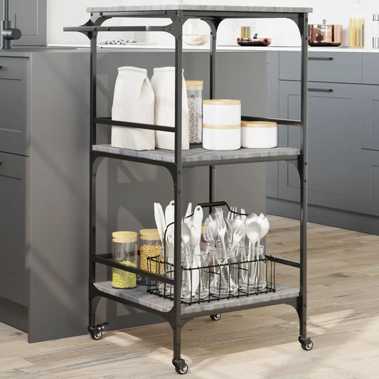 vidaXL Kitchen Trolley Grey Sonoma 60.5x50x105 cm Engineered Wood