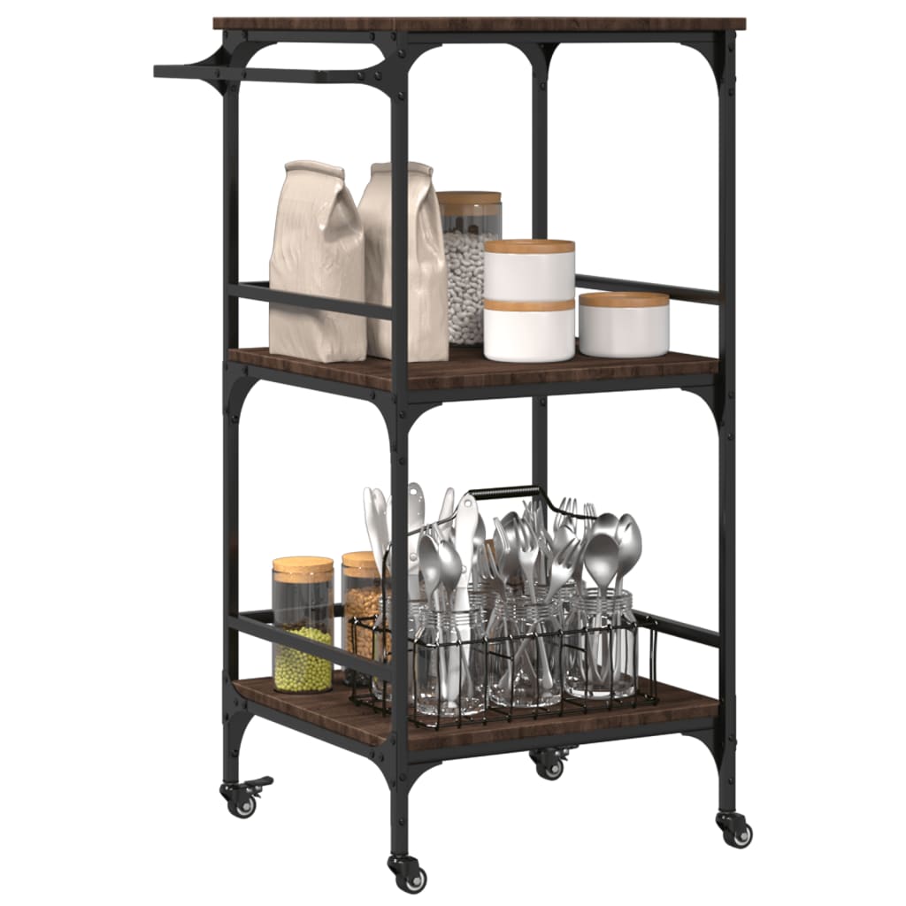 vidaXL Kitchen Trolley Brown Oak 60.5x50x105 cm Engineered Wood