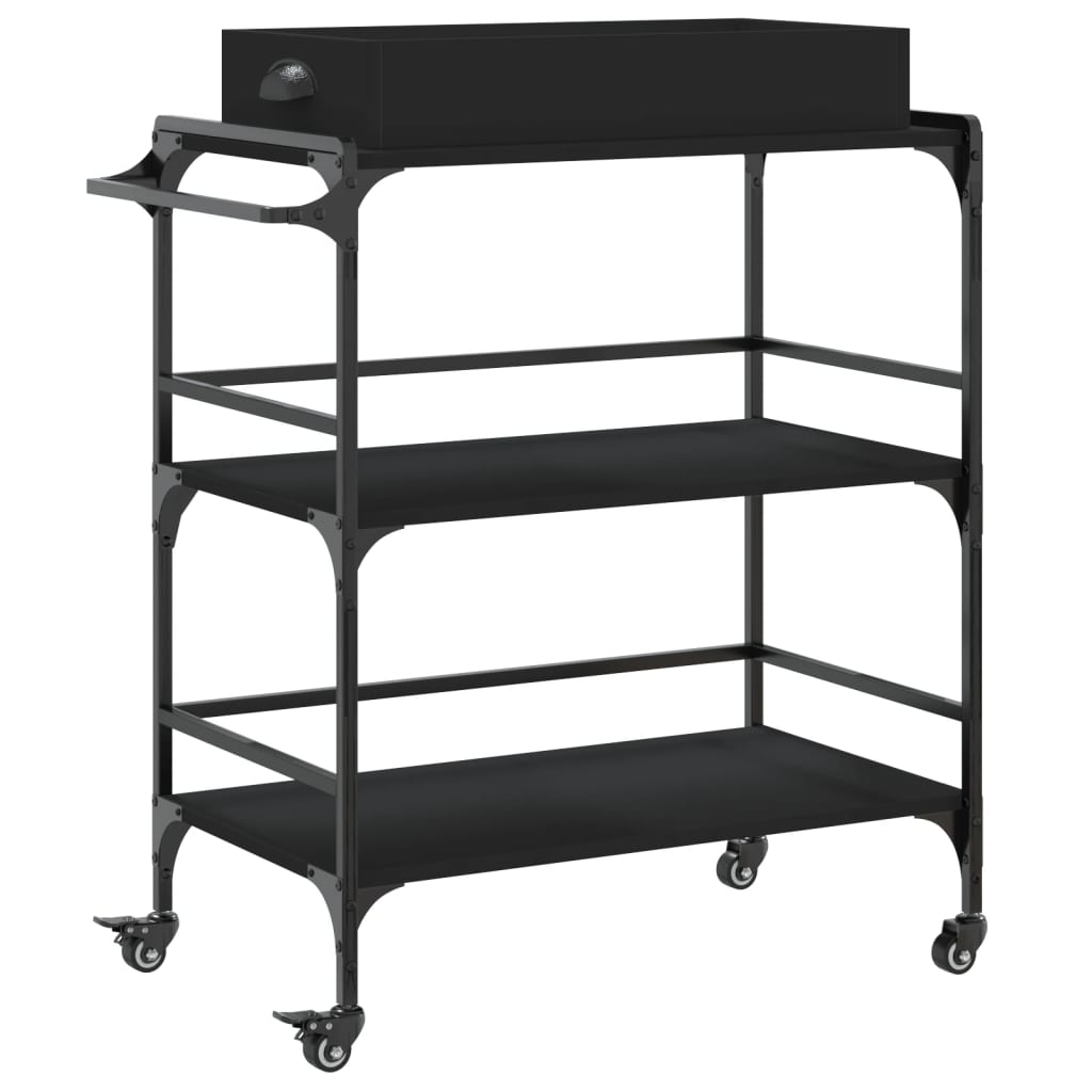 Kitchen Trolley Black 81,5x41x92,5 cm Engineered Wood