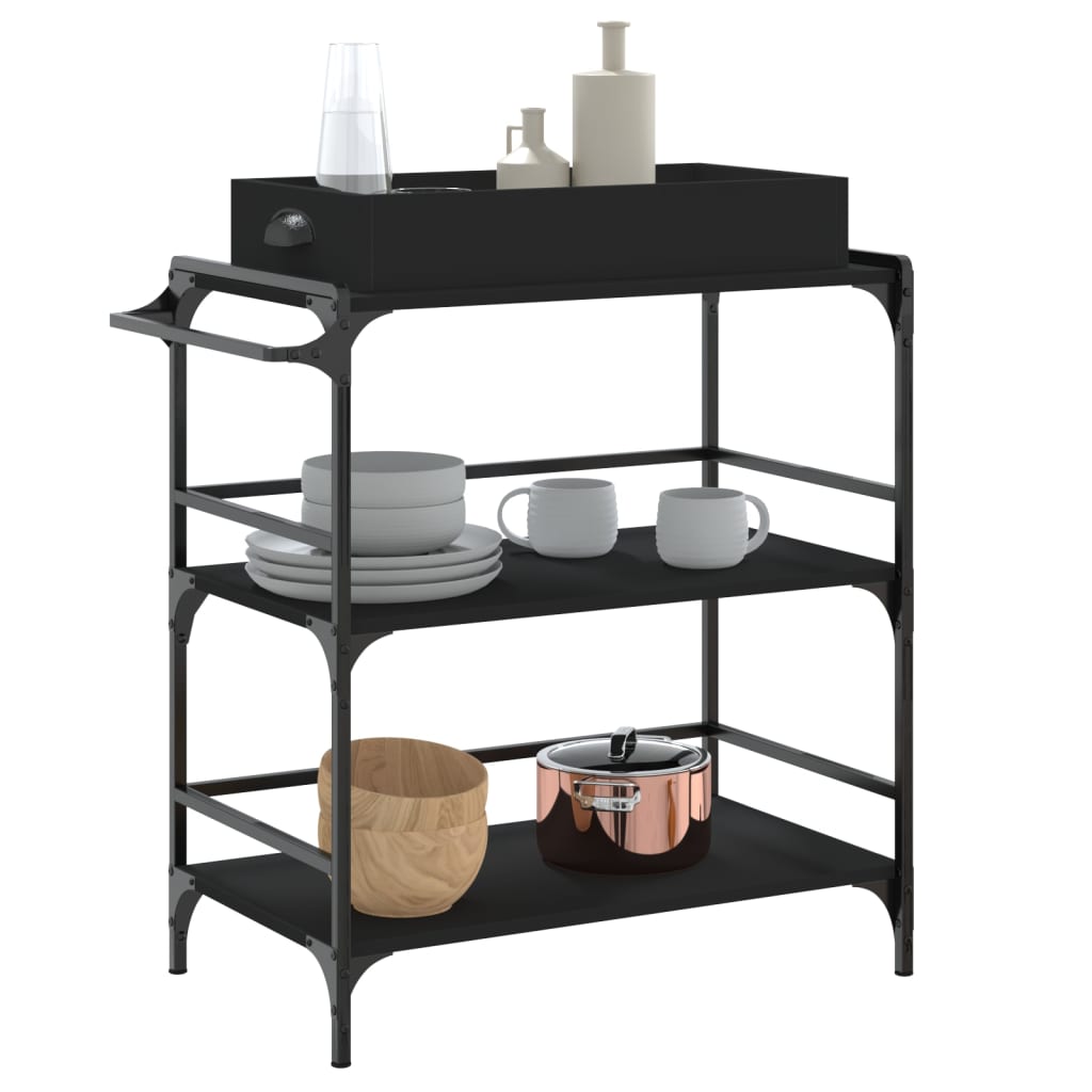 vidaXL Kitchen Trolley Black 81.5x41x92.5 cm Engineered Wood