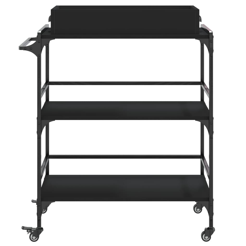 Kitchen Trolley Black 81,5x41x92,5 cm Engineered Wood