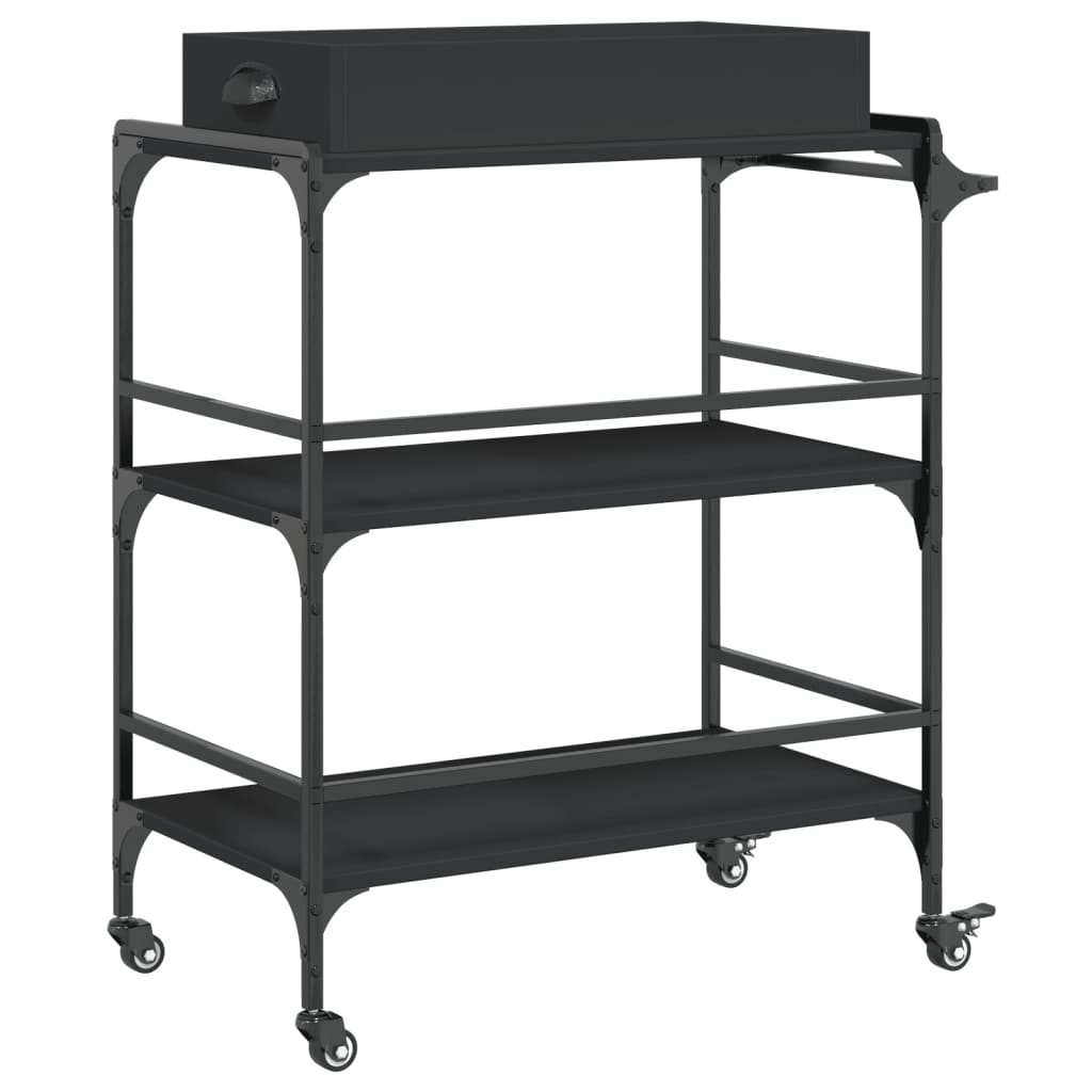 Kitchen Trolley Black 81,5x41x92,5 cm Engineered Wood