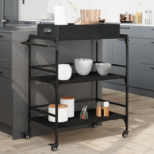 vidaXL Kitchen Trolley Black 81.5x41x92.5 cm Engineered Wood