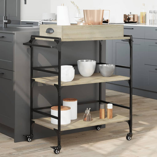 vidaXL Kitchen Trolley Sonoma Oak 81.5x41x92.5 cm Engineered Wood