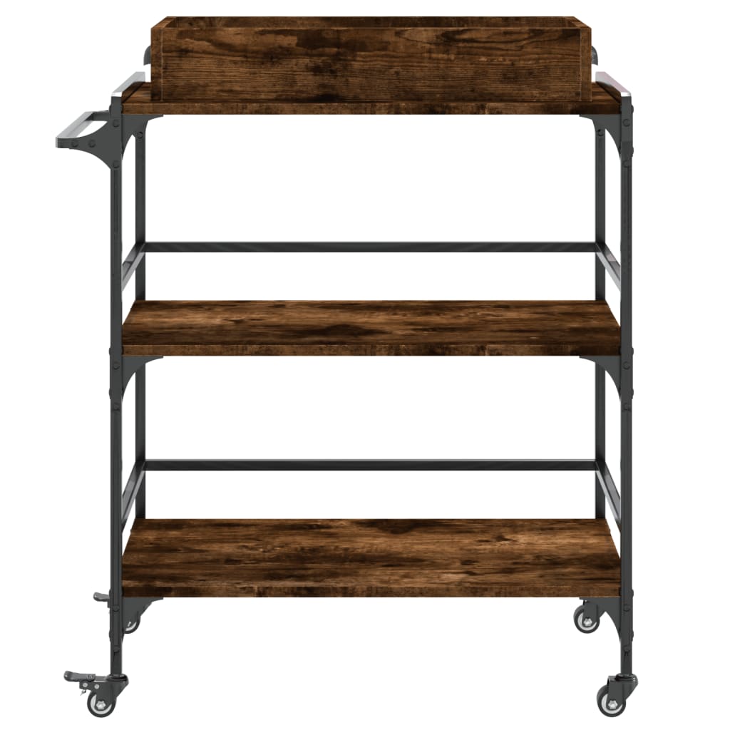 vidaXL Kitchen Trolley Smoked Oak 81.5x41x92.5 cm Engineered Wood