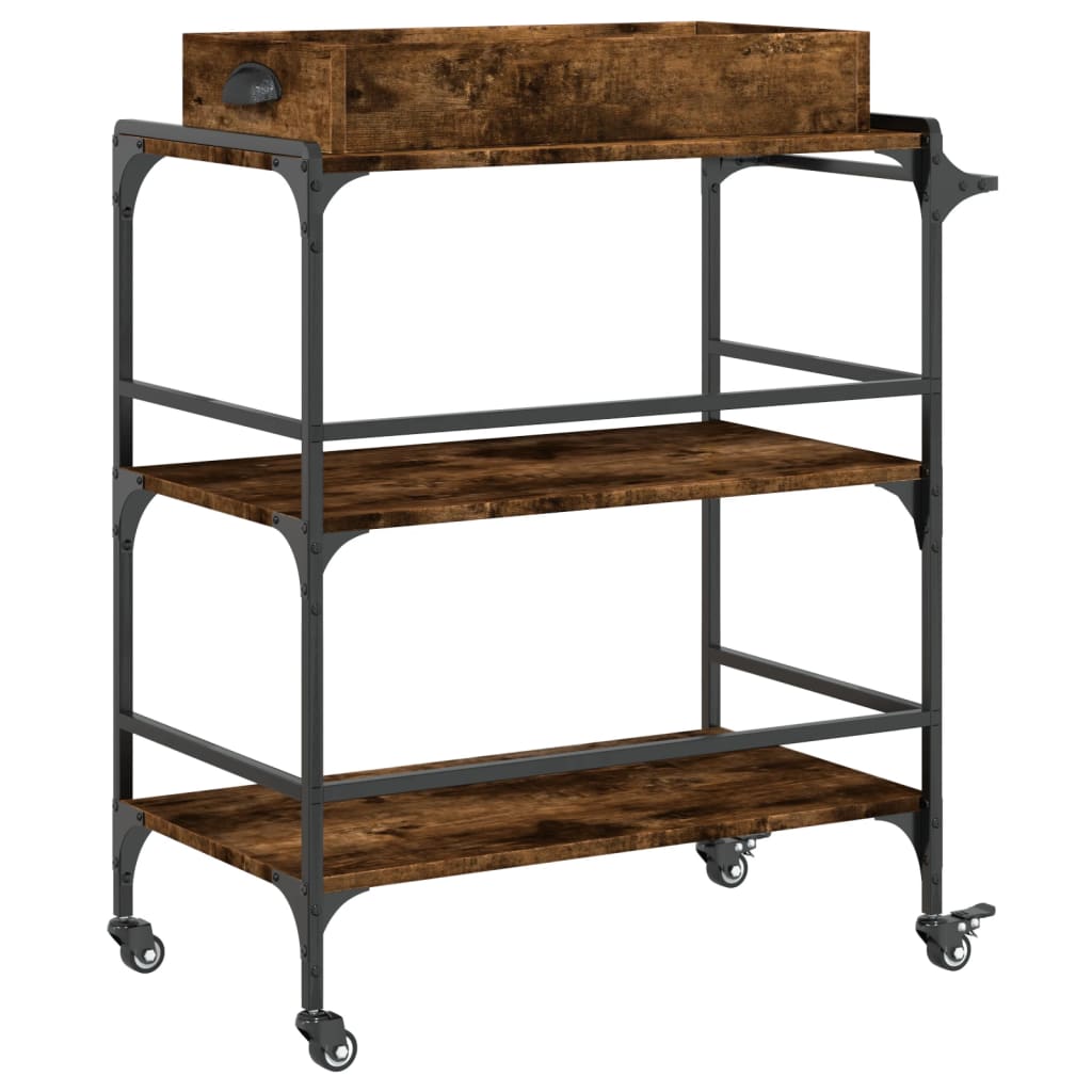 Kitchen Trolley Smoked Oak 81,5x41x92,5 cm Engineered Wood