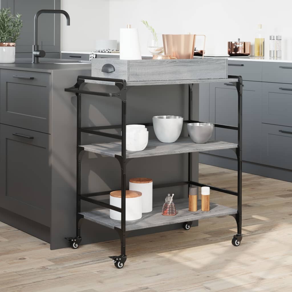 Kitchen Trolley Grey Sonoma 81,5x41x92,5 cm Engineered Wood