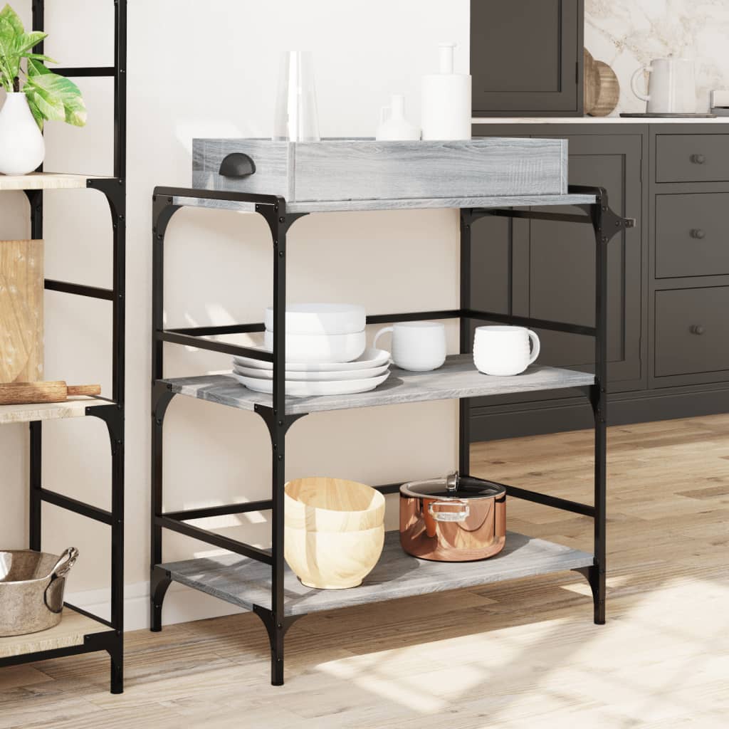 Kitchen Trolley Grey Sonoma 81,5x41x92,5 cm Engineered Wood