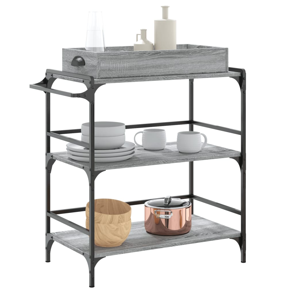 Kitchen Trolley Grey Sonoma 81,5x41x92,5 cm Engineered Wood