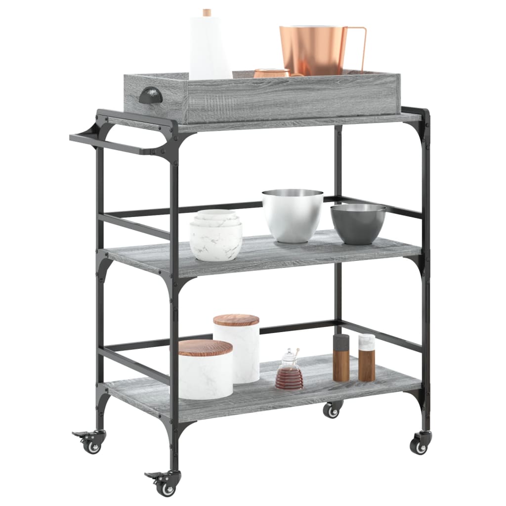Kitchen Trolley Grey Sonoma 81,5x41x92,5 cm Engineered Wood