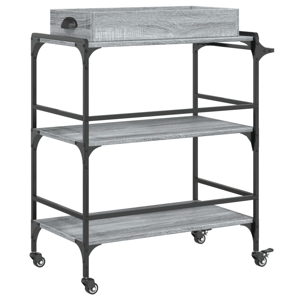 Kitchen Trolley Grey Sonoma 81,5x41x92,5 cm Engineered Wood