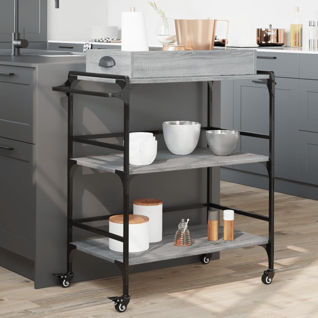 Kitchen Trolley Grey Sonoma 81,5x41x92,5 cm Engineered Wood