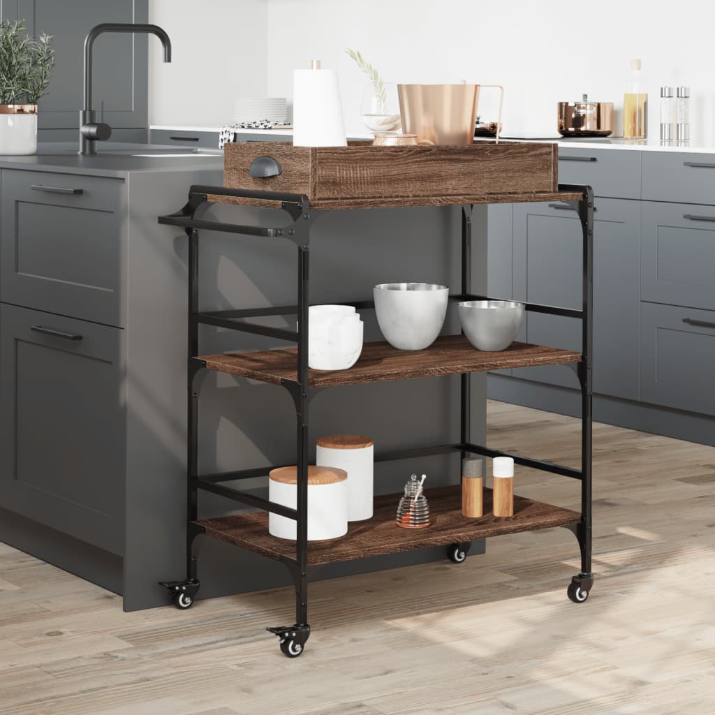 Kitchen Trolley Brown Oak 81,5x41x92,5 cm Engineered Wood