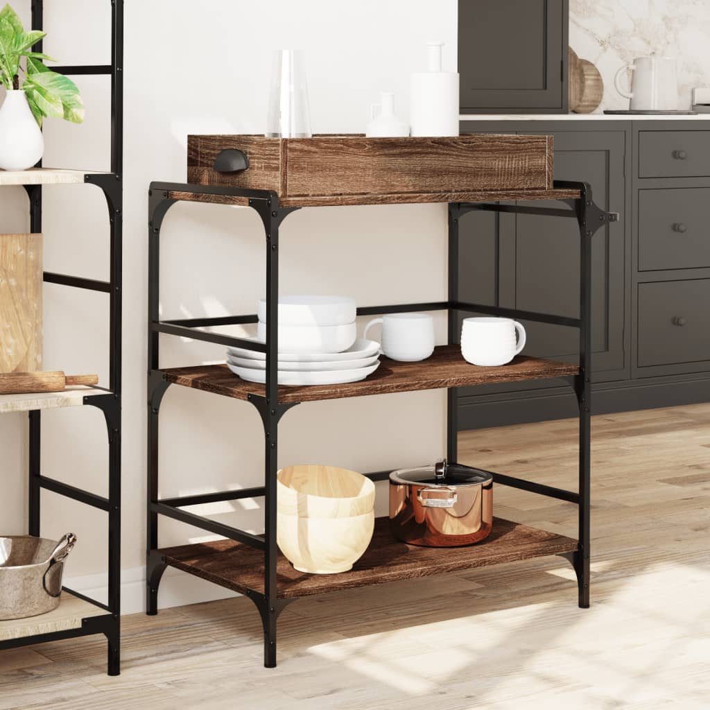 Kitchen Trolley Brown Oak 81,5x41x92,5 cm Engineered Wood