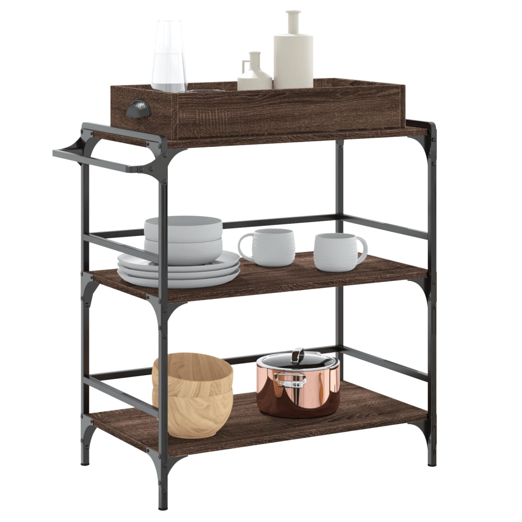 vidaXL Kitchen Trolley Brown Oak 81.5x41x92.5 cm Engineered Wood