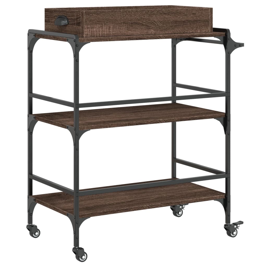 vidaXL Kitchen Trolley Brown Oak 81.5x41x92.5 cm Engineered Wood