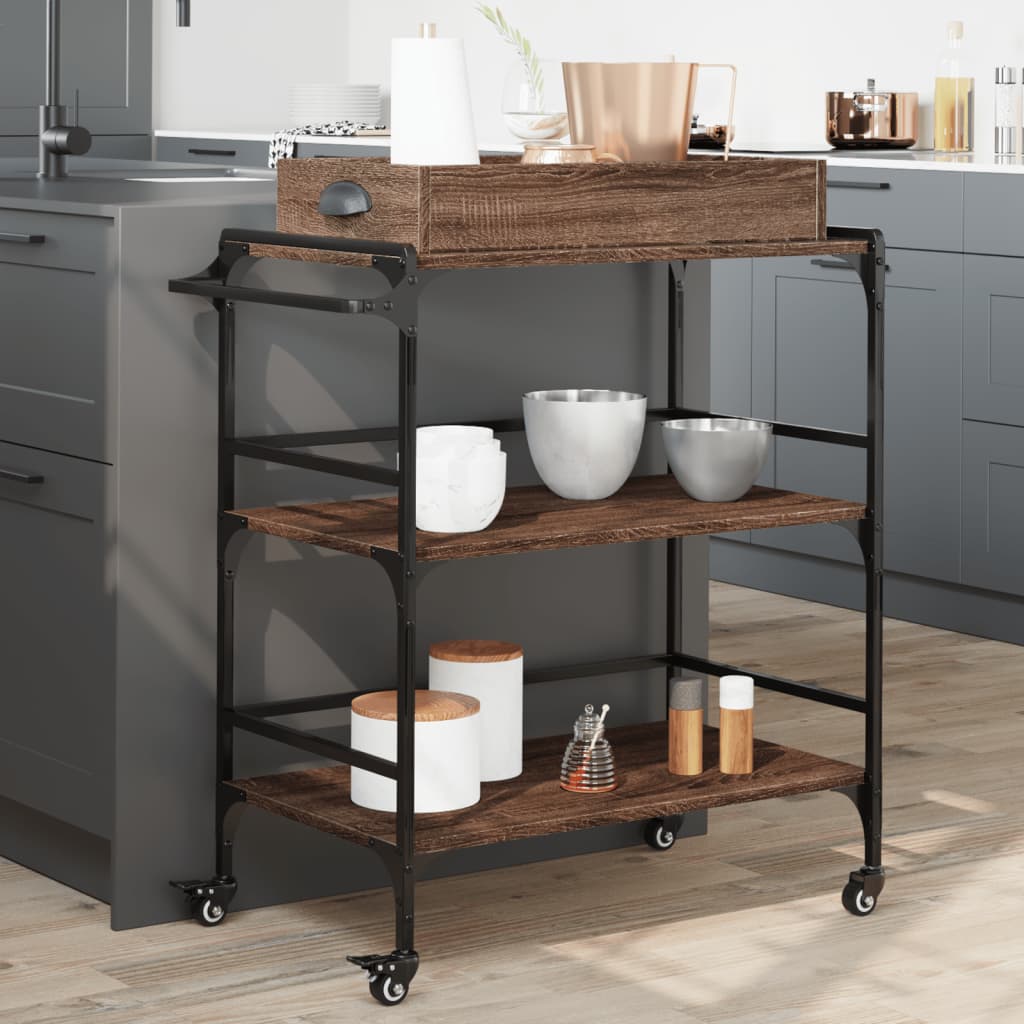 Kitchen Trolley Brown Oak 81,5x41x92,5 cm Engineered Wood