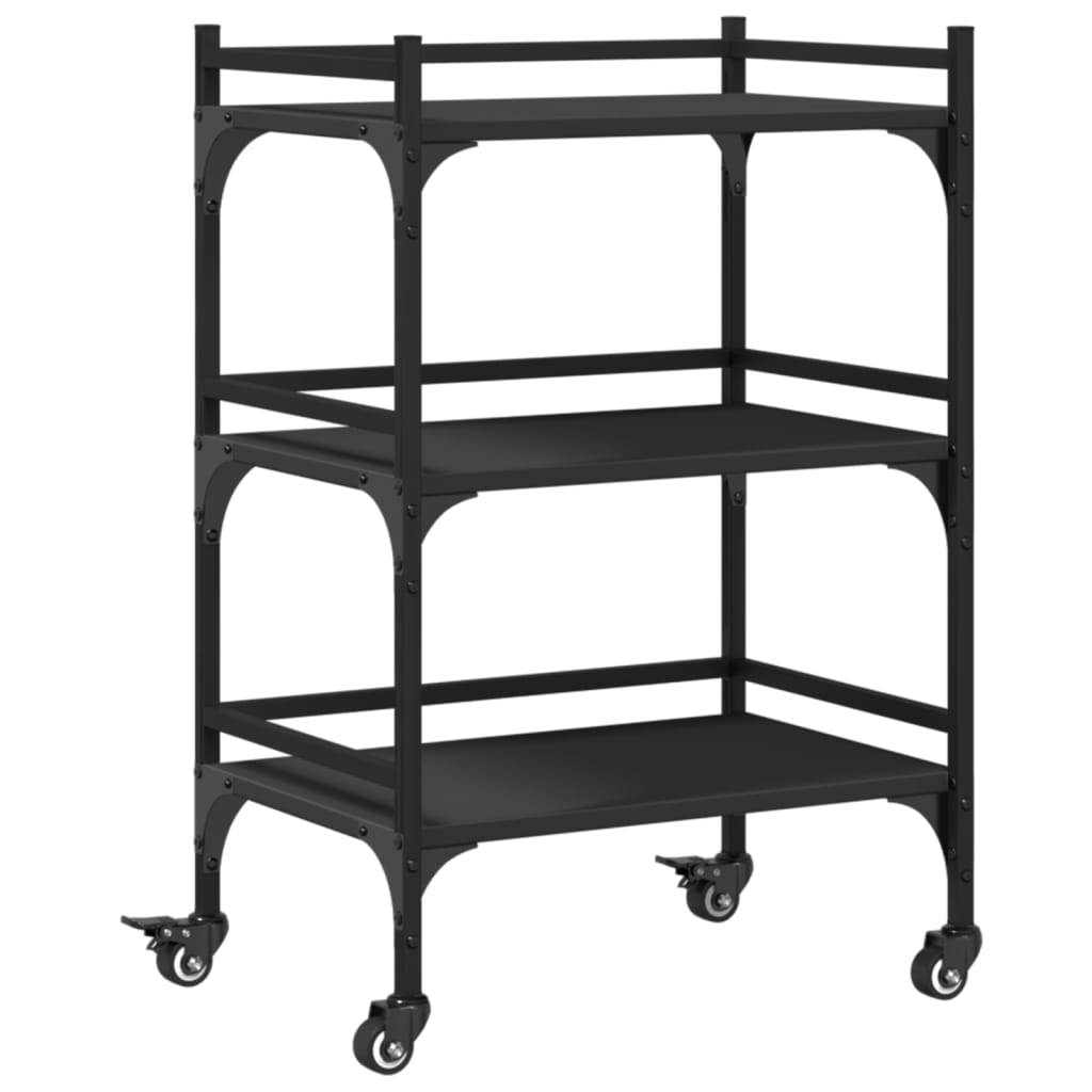 Kitchen Trolley Black 50x35x75,5 cm Engineered Wood