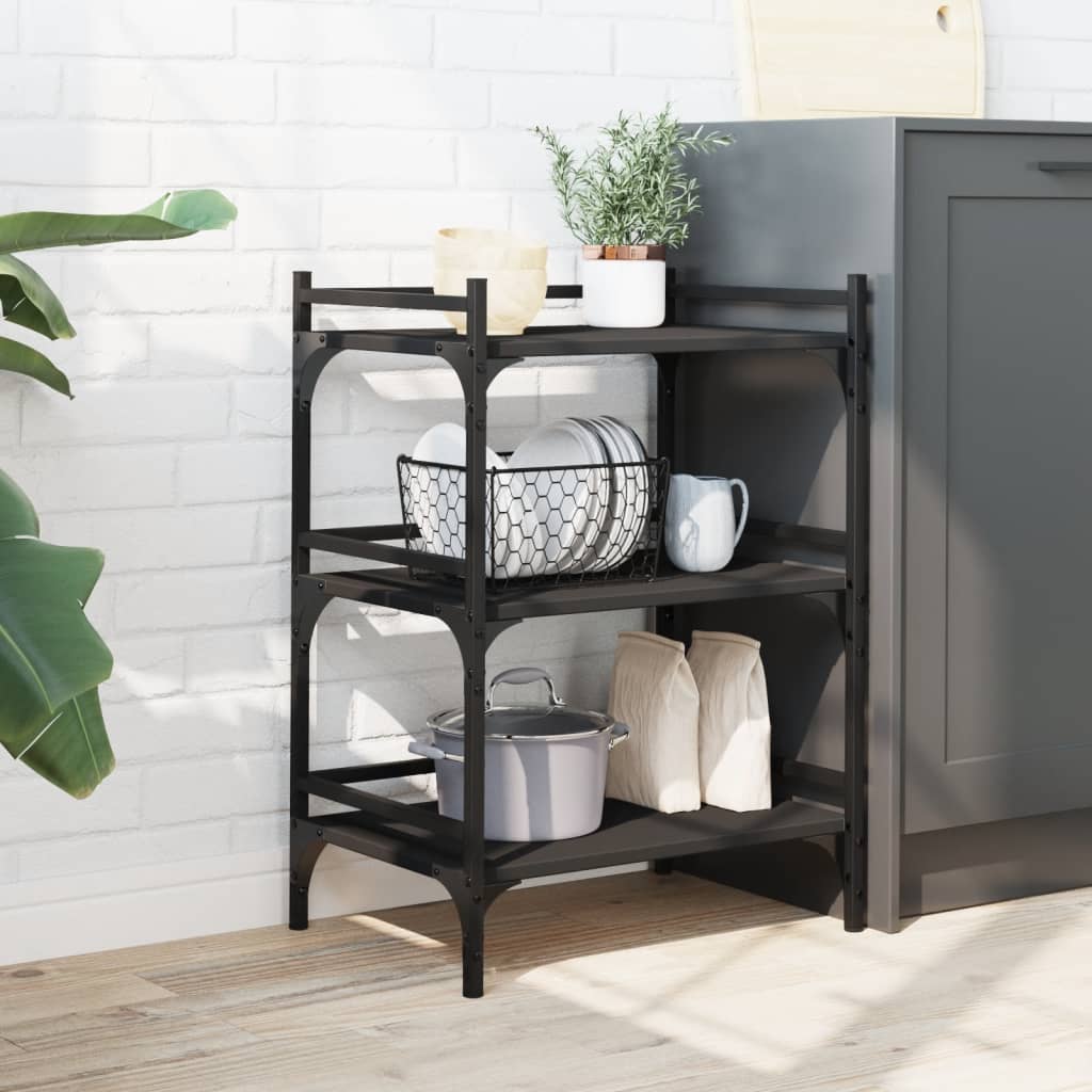 Kitchen Trolley Black 50x35x75,5 cm Engineered Wood