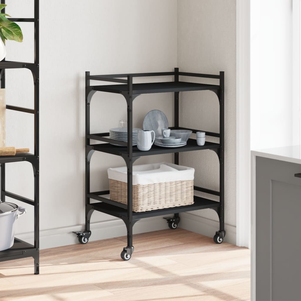 Kitchen Trolley Black 50x35x75,5 cm Engineered Wood