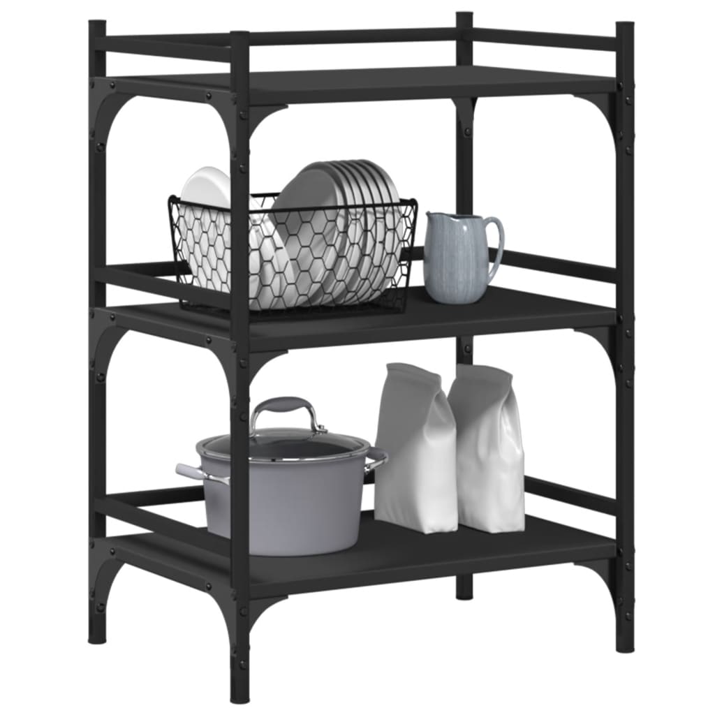 Kitchen Trolley Black 50x35x75,5 cm Engineered Wood