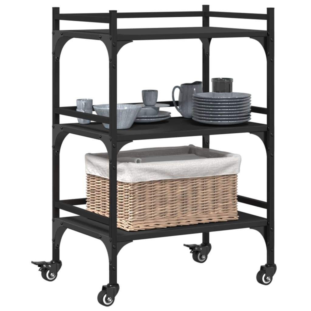 Kitchen Trolley Black 50x35x75,5 cm Engineered Wood