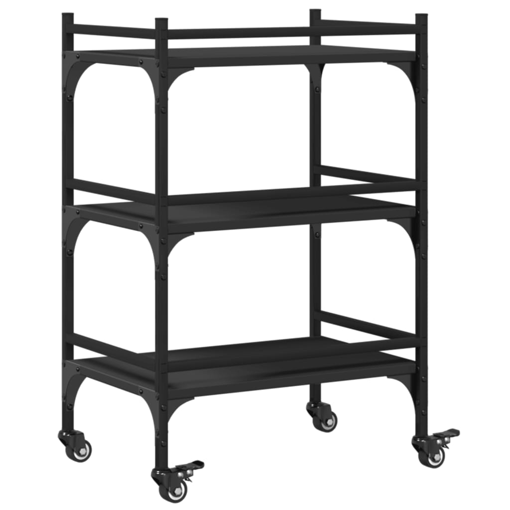 Kitchen Trolley Black 50x35x75,5 cm Engineered Wood